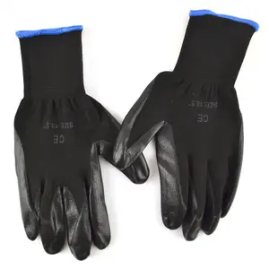 10.5" Nitrile Coated Work Gloves (1 Pair) Breathable / Improved Grip Black