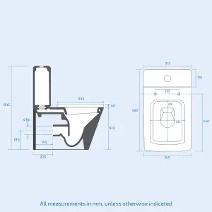 Nes Home Rimless Square Closed Coupled Modern Toilet Seat and WC Cistern White