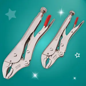 Cresent Locking Molegrip Pliers Set of 2 With Curved Jaw & Wire Cutter 8" & 10"