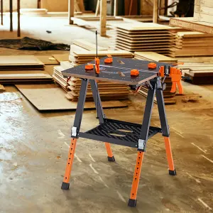 Costway 2-in-1 Folding Work Table & Sawhorse 8 Adjustable Heights Workbench Workstation