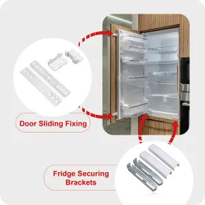 SPARES2GO Integrated Fridge Door Slide Mounting Bracket Slider Kit for BEKO  (x4)