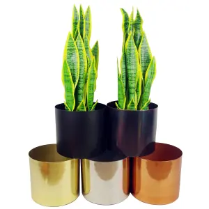 Leaf Metal Planter Plant Pot with Polished Gold Finish 20 x 18cm