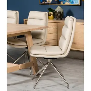 Tarboro Dining Chair (Set of 2) Taupe / Brushed Steel