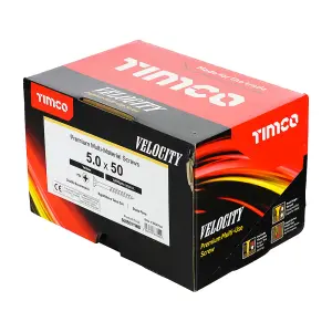 Timco - Velocity Premium Multi-Use Screws - PZ - Double Countersunk - Yellow (Size 5.0 x 50 - 1000 Pieces)