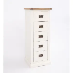 Cosenza 5 Drawer Narrow Chest of Drawers Bras Drop Handle