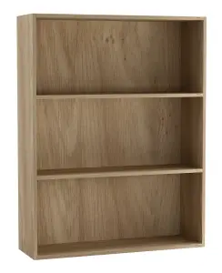 URBNLIVING 80cm Width Oak Colour Wide 3 Shelf Tier Wooden Bookcase Cabinet Storage Shelving Display Shelves Unit