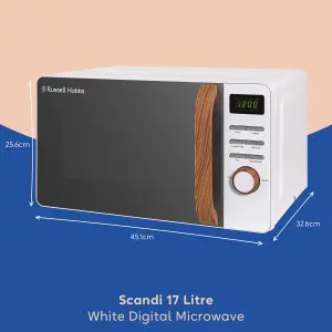 Russell Hobbs Scandi Microwave 17 Litre 700W White Wood Effect Digital RHMD714-N