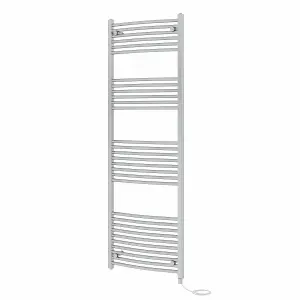 Rinse Bathrooms Electric Heated Towel Rail Curved Chrome Bathroom Towel Radiator 1800x600mm - 800W