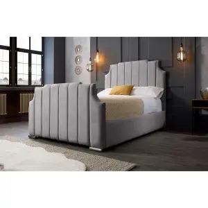 Nelson Plush Velvet Silver Bed Frame