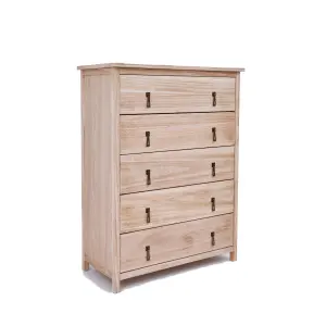 Portofino 5 Drawer Chest of Drawers Drop Brass Handle