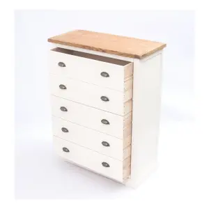 Cosenza 5 Drawer Chest of Drawers Brass Cup Handle