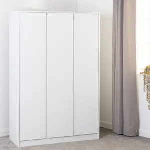 Malvern 3 Door Wardrobe in White Finish Hanging Rail and Shelving