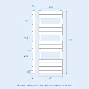 Nes Home 1200 x 450mm Flat Panel Heated Towel Rail Radiator Anthracite