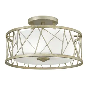 Elstead Nest 3 Light Semi Flush Ceiling Light Silver Leaf, E27