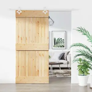 Berkfield Sliding Door with Hardware Set 90x210 cm Solid Wood Pine