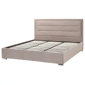 Velvet EU Super King Size Ottoman Bed Taupe ROUEN