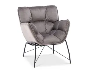 Velvet Light Grey Eliana Accent Chair