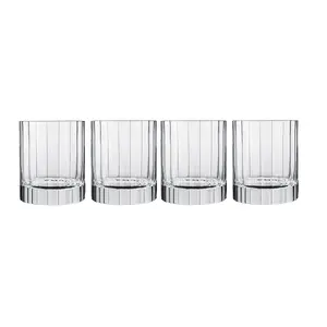 Luigi Bormioli Bach Clear Round Crystal Modern Whiskey Glasses Set 335ml Pack of 4