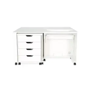 Laverne & Shirley Fold-away Sewing Cabinet with Drawers in White