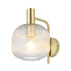 GoodHome Lybia Classic Satin Brass effect Wired Wall light