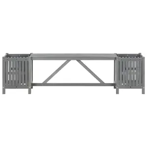 Berkfield Garden Bench with 2 Planters 150cm Solid Acacia Wood Grey