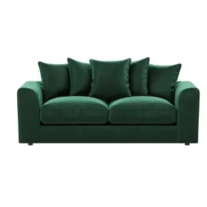 Brooklyn Plush Velvet Fibre Fabric Sofa Set 3 and 2 Seater sofa  Green