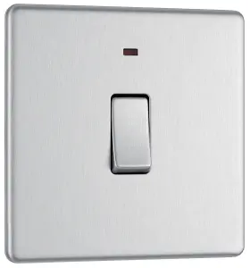 GoodHome 20A Rocker Flat Control switch with LED indicator Steel effect