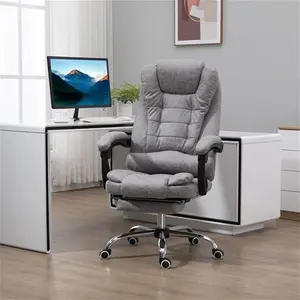 Vinsetto Massage Executive Office Chair, Heated 6 Points Vibration, Adjustable Swivel Ergonomic Desk Chair Recliner W/ Footrest Grey | Aosom UK