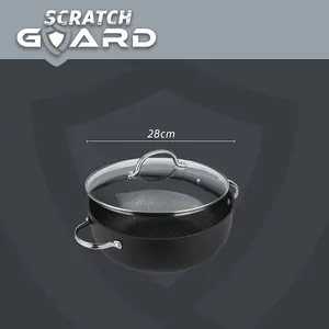 Prestige Scratch Guard Black Round Aluminium Induction Suitable Non-Stick Shallow Casserole 28cm