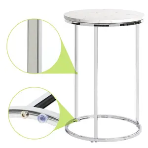 Nesting Table, Set 2 Round Side Table Chrome Glossy End Table For Living Room