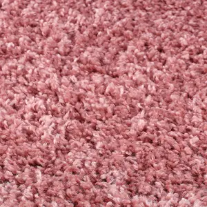 Modern Easy to Clean Pink Plain Shaggy Rug for Living Room and Bedroom-60cm X 110cm