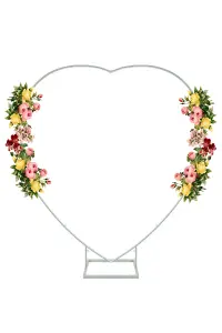 Heart Shape Arch Stand Metal Backdrop Stand Garden Arbors - 6.5ft, White