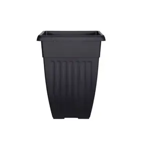 2 x 42cm Tall Athens Plant Pot Flared Garden Plastic Patio Flower Planter Black Colour