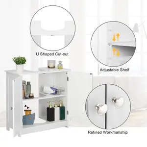 Pedestal Sink Storage Cabinet with 2 Doors Under Sink Cabinet - 60cm x 30cm x 60cm