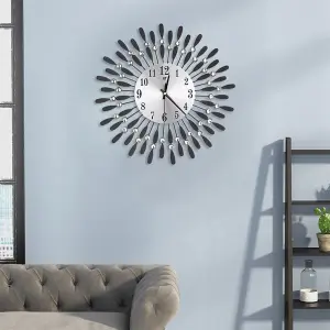 Wall Clocks Silent Large Crystal Drop Shape  Battery Operated for Home Dia 375mm