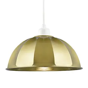 Modern Satin Gold Pendant Lighting Shade with Domed Shape and Outer Trim Lip