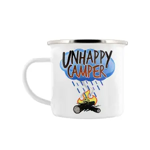 Grindstore Unhappy Camper Enamel Mug White (One Size)