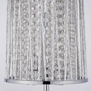 Tall Crystal Floor Lamp Chrome & Glass Modern Free Standing Lounge Feature Light