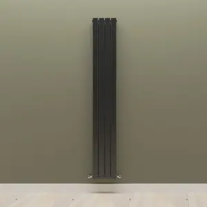 Vertical Black Double Flat Panel Radiator (H) 1800 mm x (W) 272 mm, 3972 BTU.