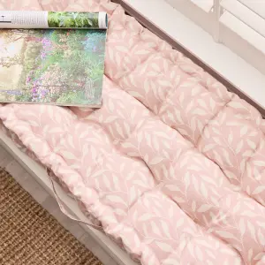 Rose Blush Cotton Leaf Indoor Outdoor Garden Bench Pad Cushion