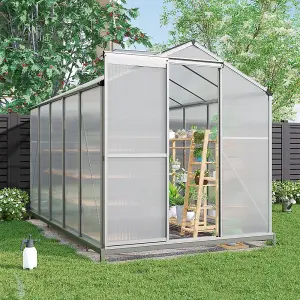 Garden Plants Grow House with Aluminium Frame Large Walk-In Green House with Door and Window 10x6ft