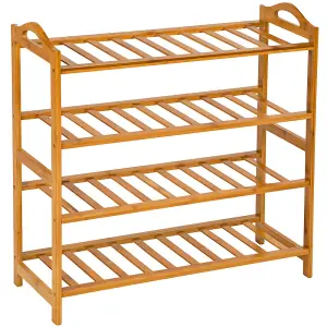 Shoe Rack - 4 shelves with 2 handles, 67.5 x 26 x 68 cm - brown