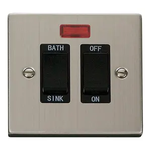 Stainless Steel 20A DP Sink/bath Switch - Black Trim - SE Home