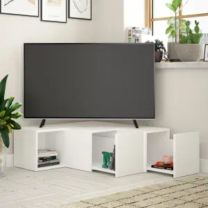 Decortie Compact Modern TV Unit Multimedia Centre White with Storage TV Cabinet 94.2cm