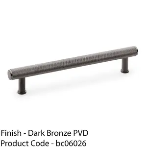 Knurled T Bar Pull Handle - Dark Bronze - 160mm Centres Premium Drawer Door