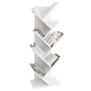 FMD Standing Geometric Bookshelf White