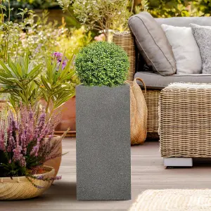 Set of 2 IDEALIST™ 70cm Tall Planter Grey Reinforced Stone Garden Tall Square Planter, Outdoor Large Plant Pots W34 H70 L34 cm