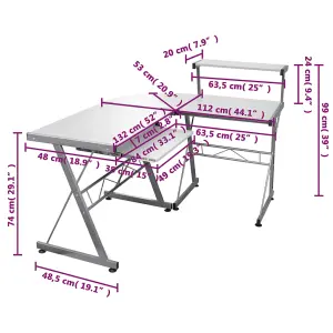 Berkfield Corner Computer Desk White 132x112x99 cm Engineered Wood