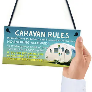 Red Ocean Funny Caravan Rules Sign - Novelty Caravan Decor Accessories - Hanging Novelty Sign - Caravan Lover Gifts For Men Women