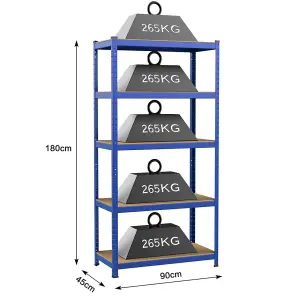 Yaheetech Blue Steel Storage Shelves with Adjustable Height